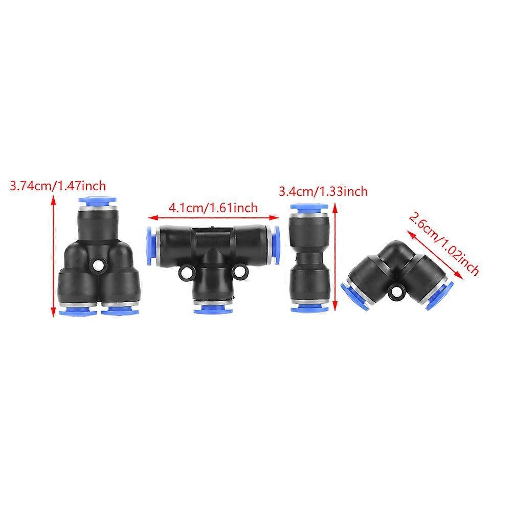 40pcs 6mm Air Hose Push In Pneumatic Fittings 4 Shape Quick Connectors