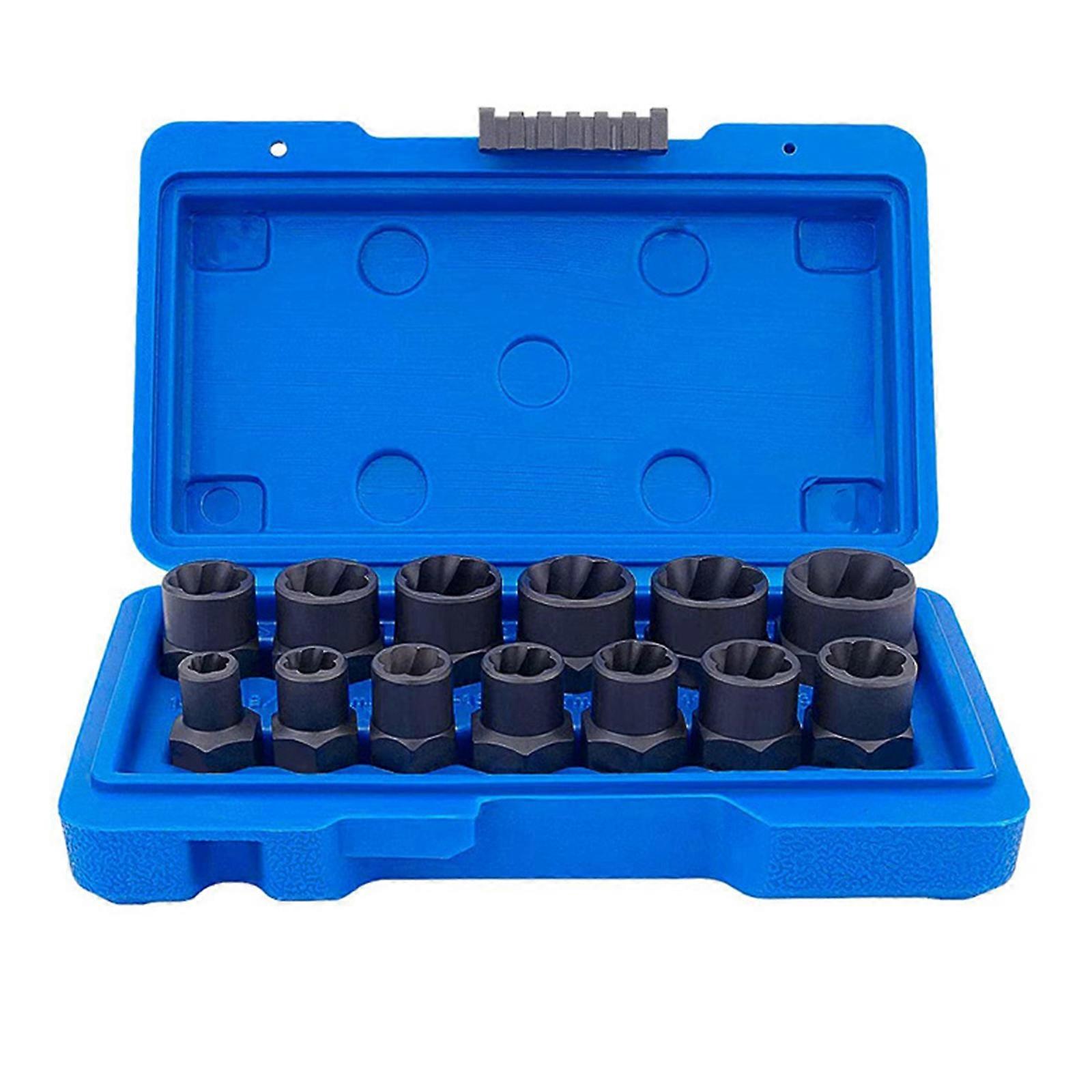 13Pcs 6.35-19mm Damaged Nut Bolt Remover Kit Bolt Broken Nut Screw Remover Extractor Removal Set Threading Tools Kit