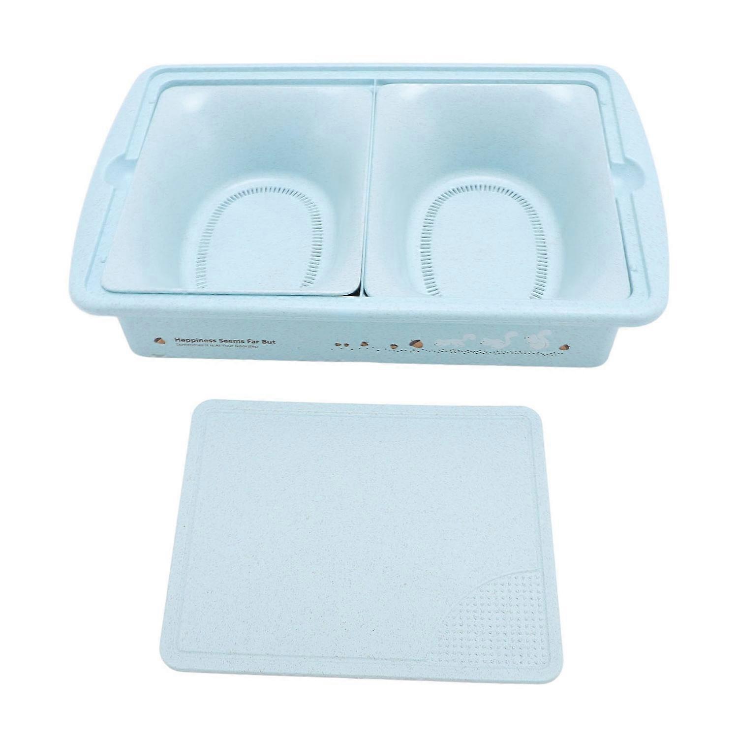 Camping Cutting Board Tub Set Wheat Straw with 2 Layer Plastic Water Filter Basket Vegetable Basin M