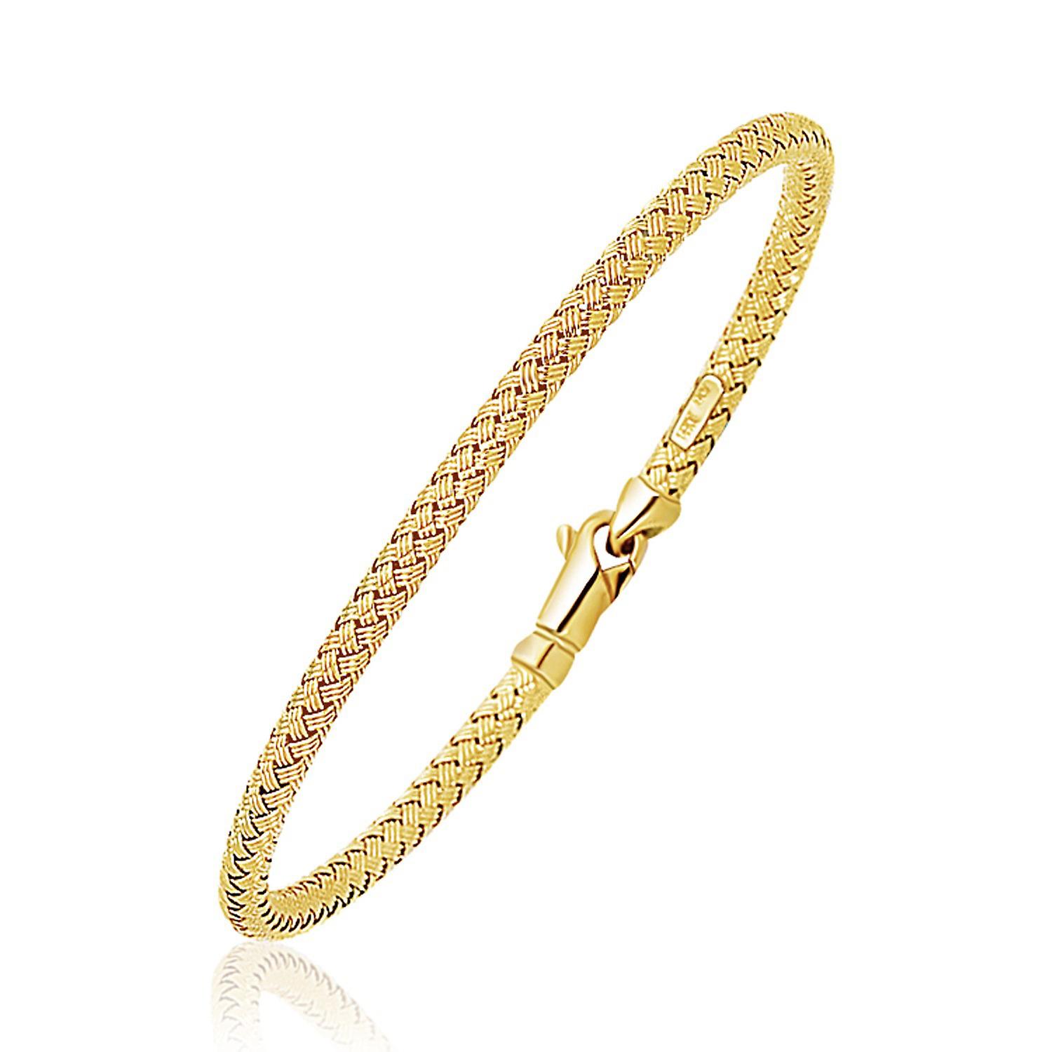 Fancy Tese Bangle în 14k galben de aur (3.0mm)