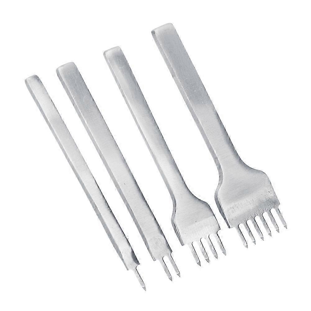 4pcs DIY Leathercraft Tools 3mm Spacing Leather Hole Punch Stitching Punch Tool 1+2+4+6 Prong