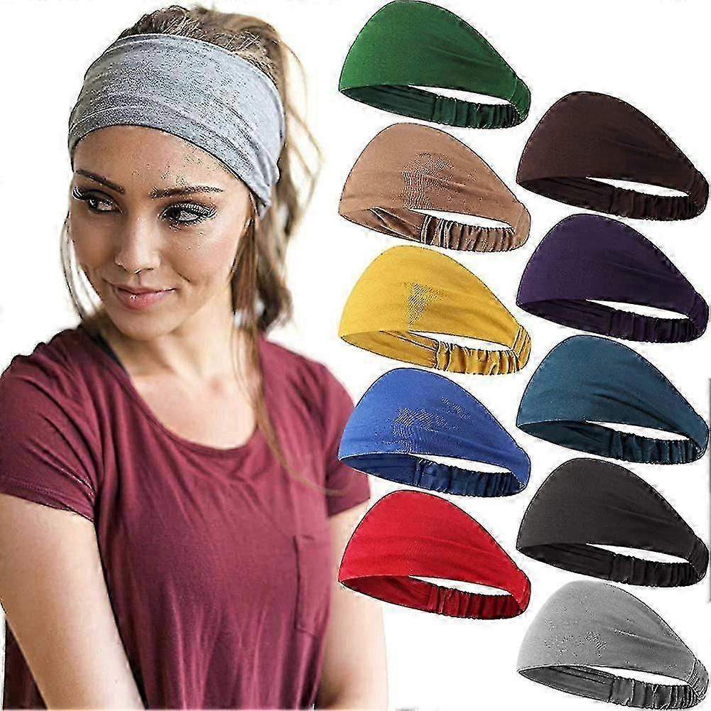 10 darab széles fejpánt nőknek, stretchy puha fejpánt jóga edzéshez