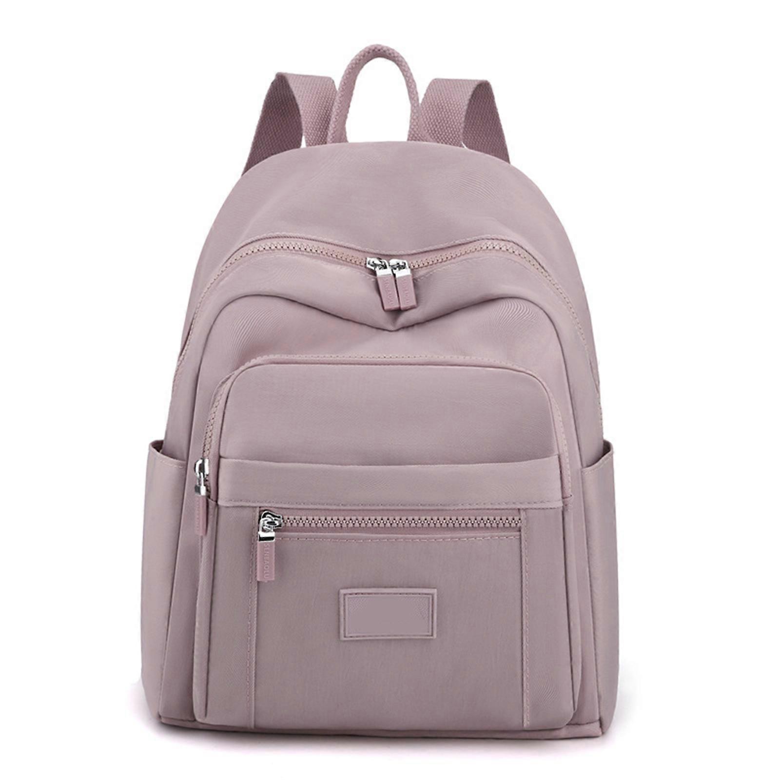Stylish & Durable Large Capacity Nylon Backpack Spacious Solid Color Backpack Versatile Bag for School Work & Shopping Light purple
