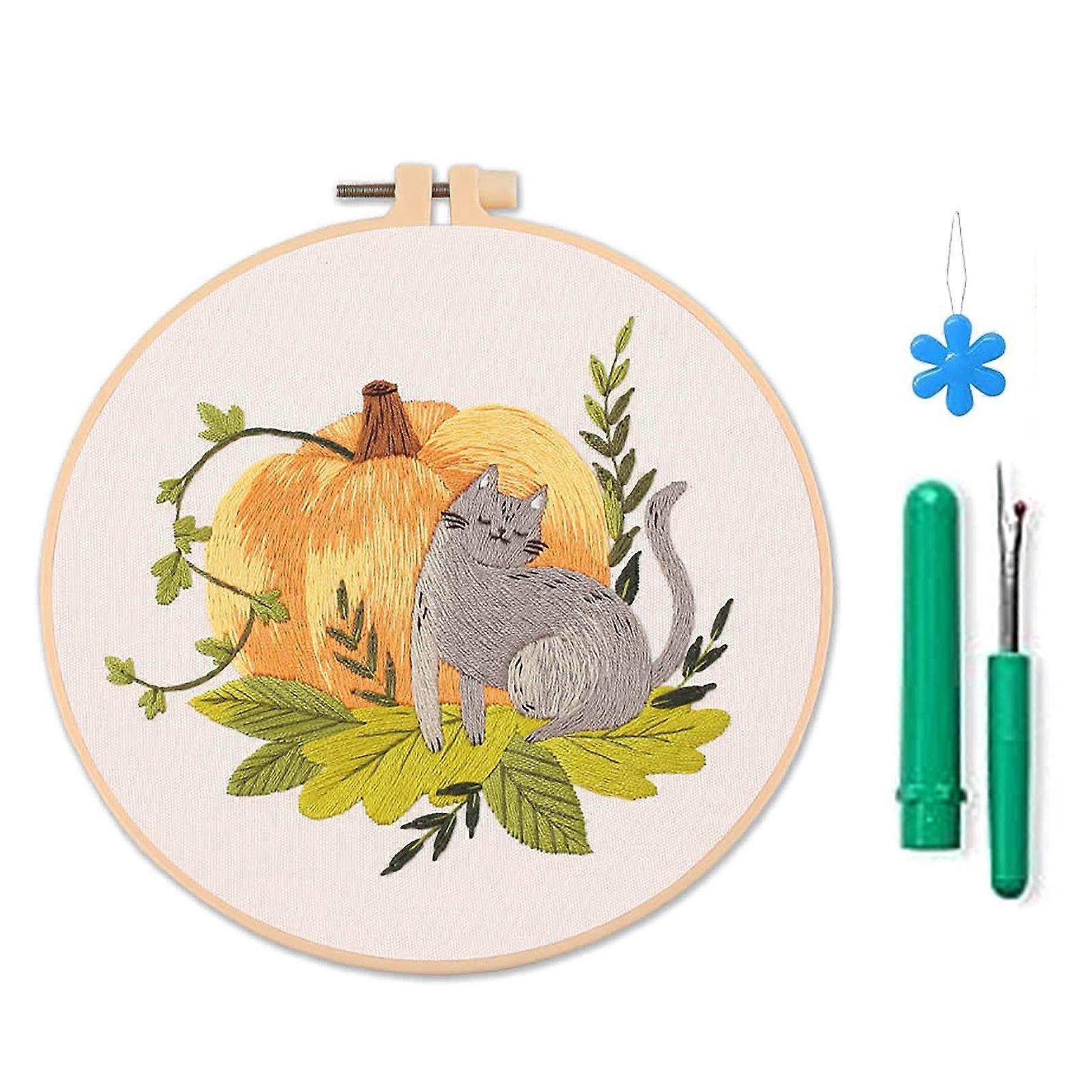 Creative Cat Embroidery Kits Beginner Create Beautiful Embroidery Pack Add Unique Touch to Your Project Easy Operation