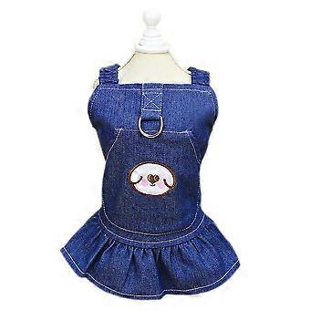 Hundegeschirr Shirt mit D-Ring, Haustierweste für kleine Hunde und Katzen, Welpenrock für Spaziergänge im Freien (Dunkelblau)