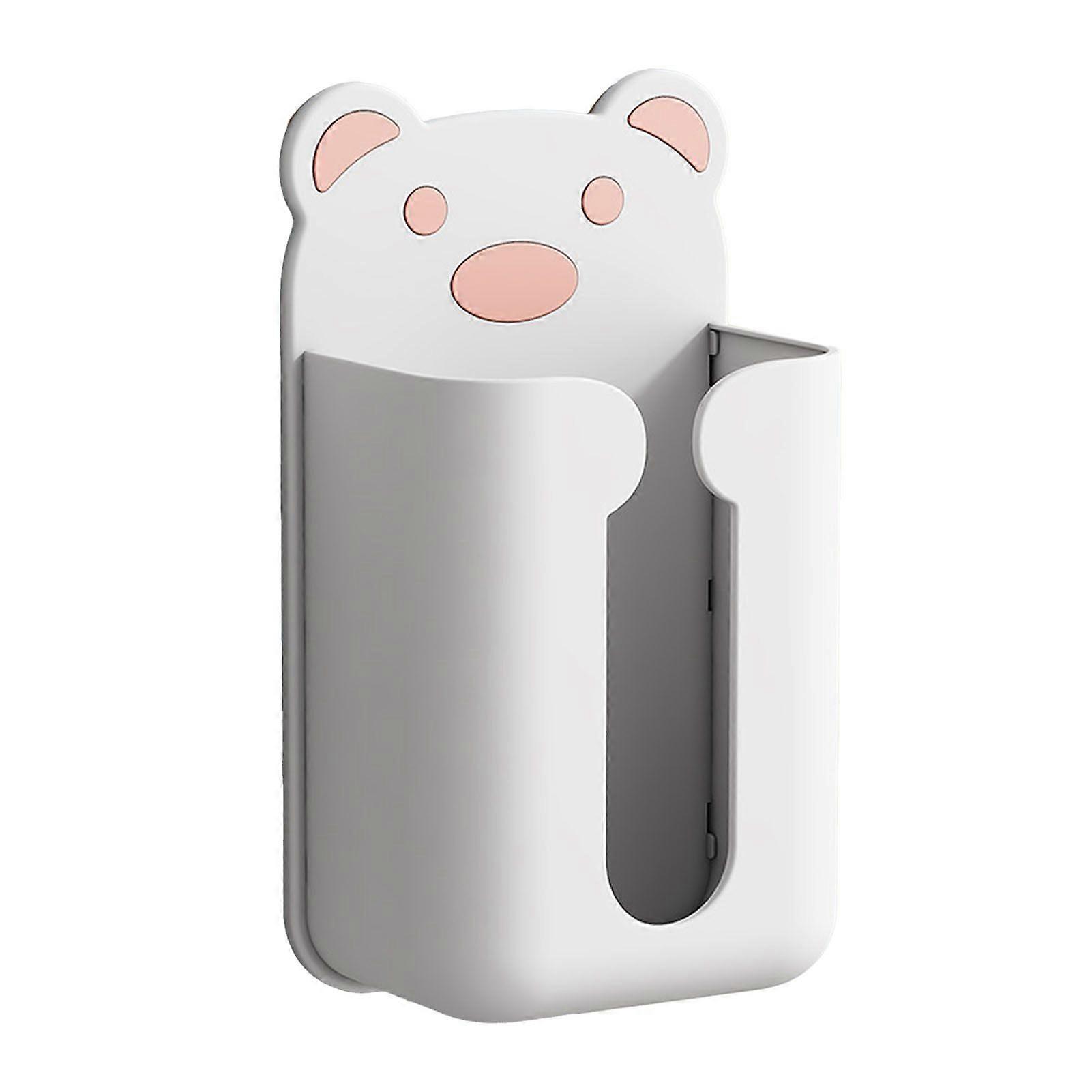 Wall Mounted Tissue Box Punching Free Cute Bear Pattern Plastic Tissue Dispenser for Home Bathroom
