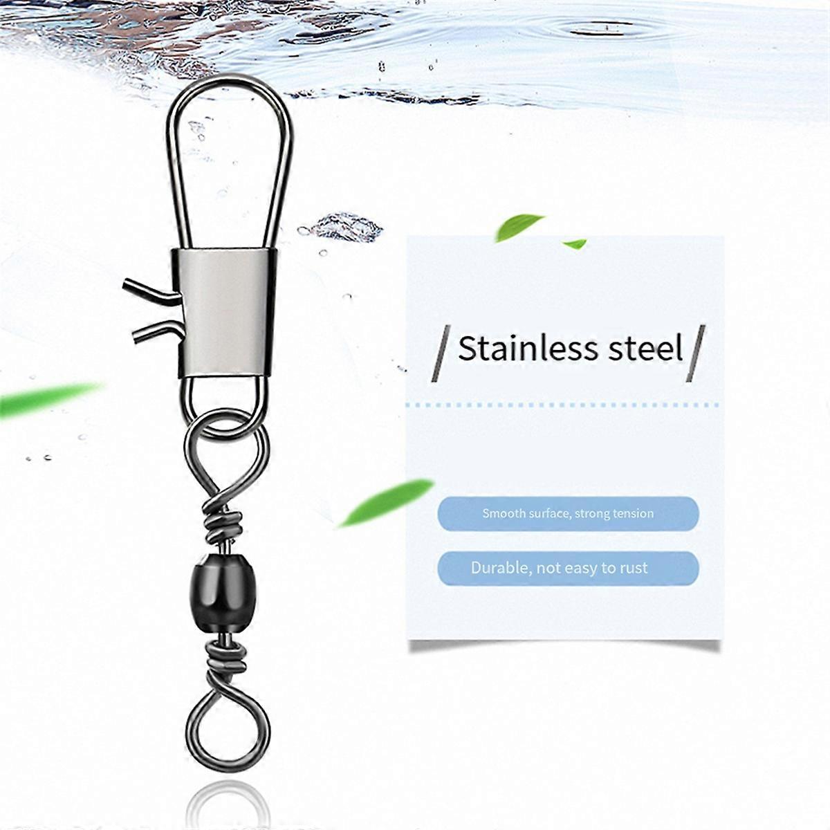 100PCS Swivels Fishing Connector Pin Bearing Rolling Swivel Snap