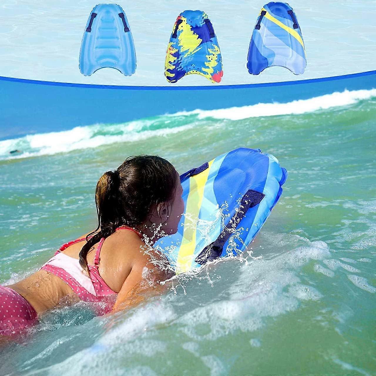 Inflatable Surf Body, Portable Boogie Board for Adults and Kids, Foldable Swimming Pool Float, Beach Coconut Tree Design