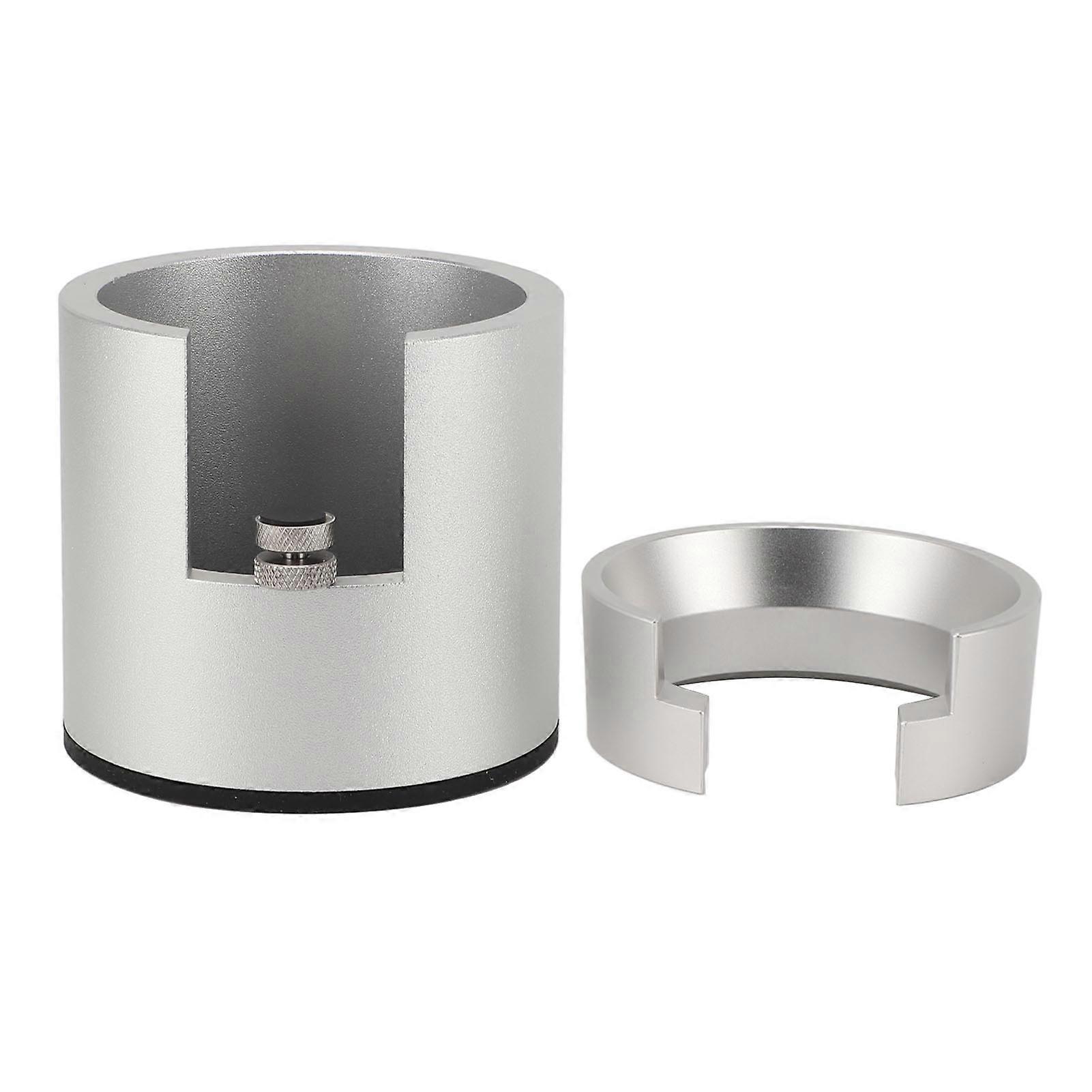 Porte-filtre à café avec entonnoir doseur, 58 mm, rond, en alliage d'aluminium, pour machine à café, support de bourrage pour bar à domicile, argent