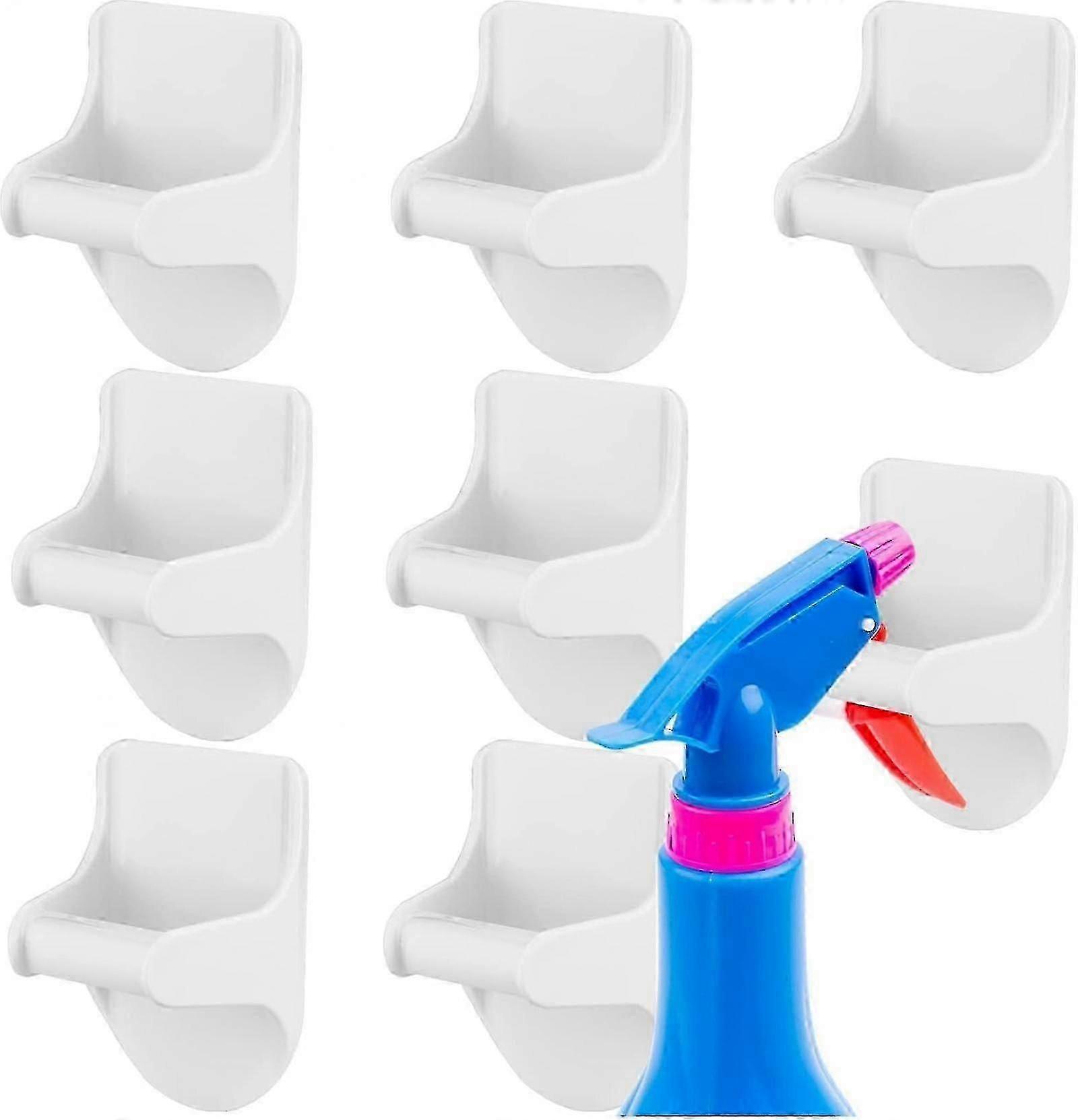 8-Piece Wall Mount Spray Bottle Holder, Adhesive Spray Bottle Hooks for Cabinets to create storage space that works on a variety