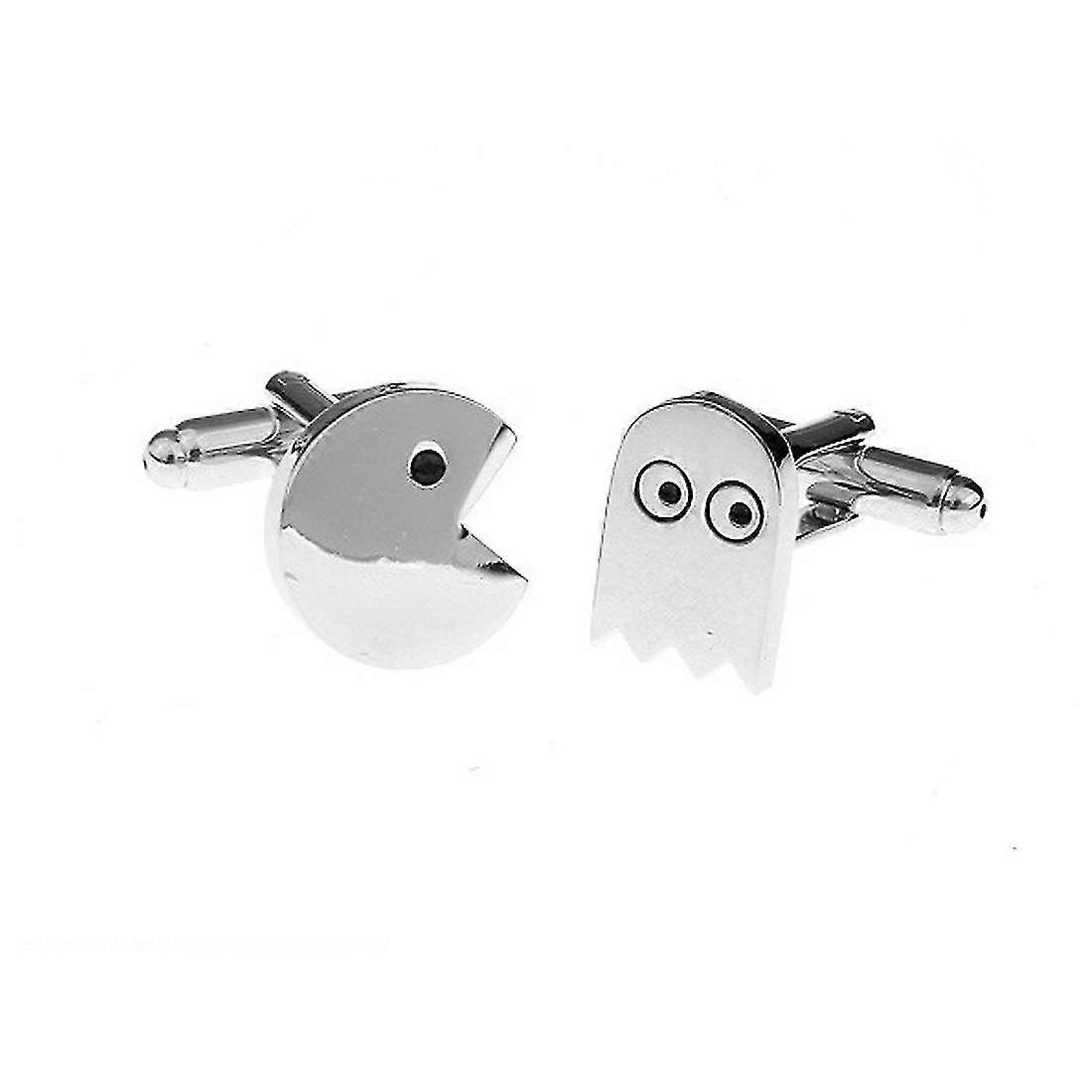 エレガントなシルバーパックマンカフスボタンプレゼントパックマンゲームプレイノベルティノスタルジックCWP