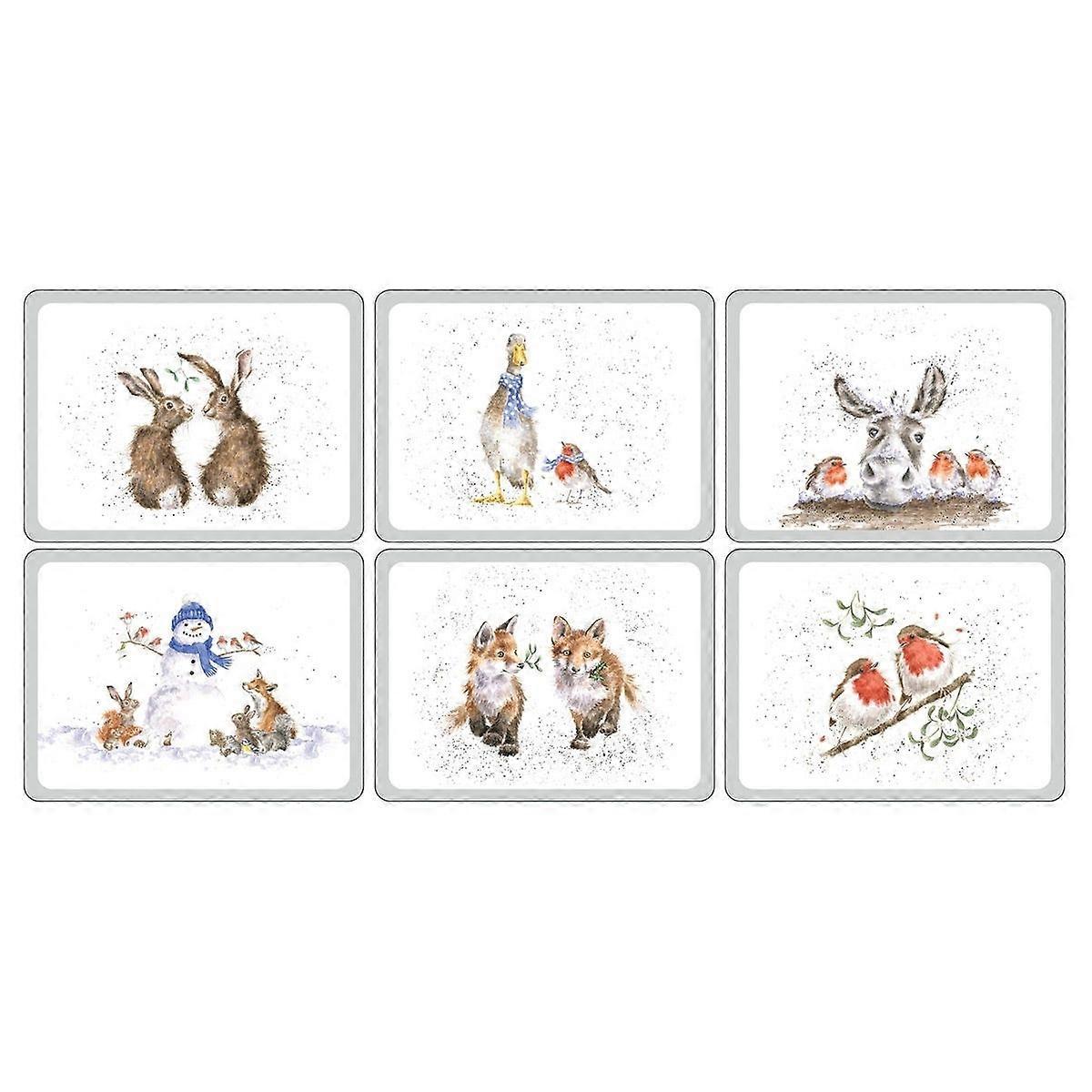 Wrendale Designs Set de 6 manteles individuales navideños