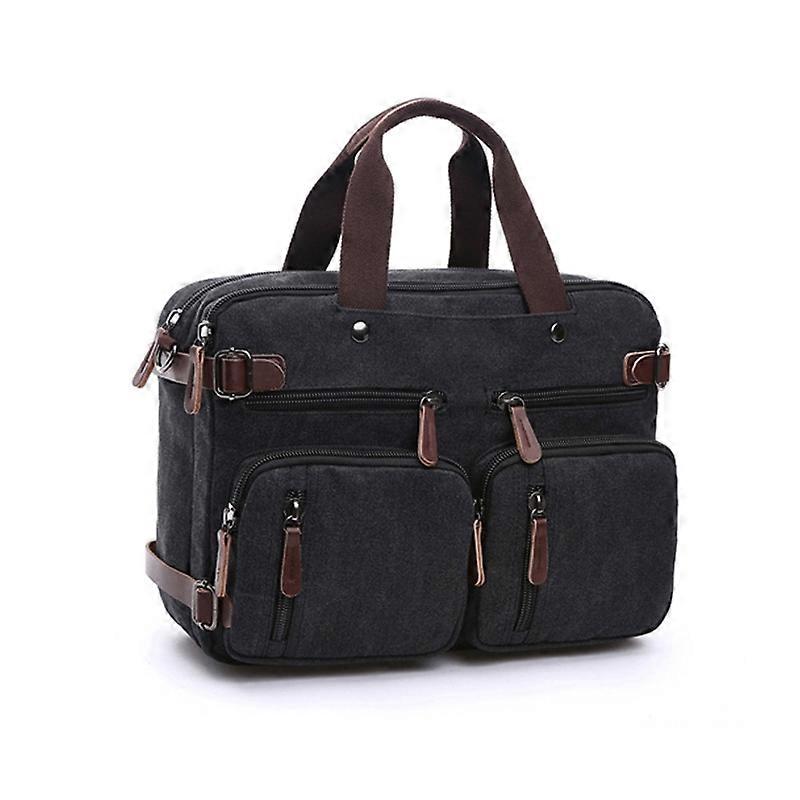 Casual Canvas Three-Purpose Business Briefcase Computer Bag, Color: Black Small