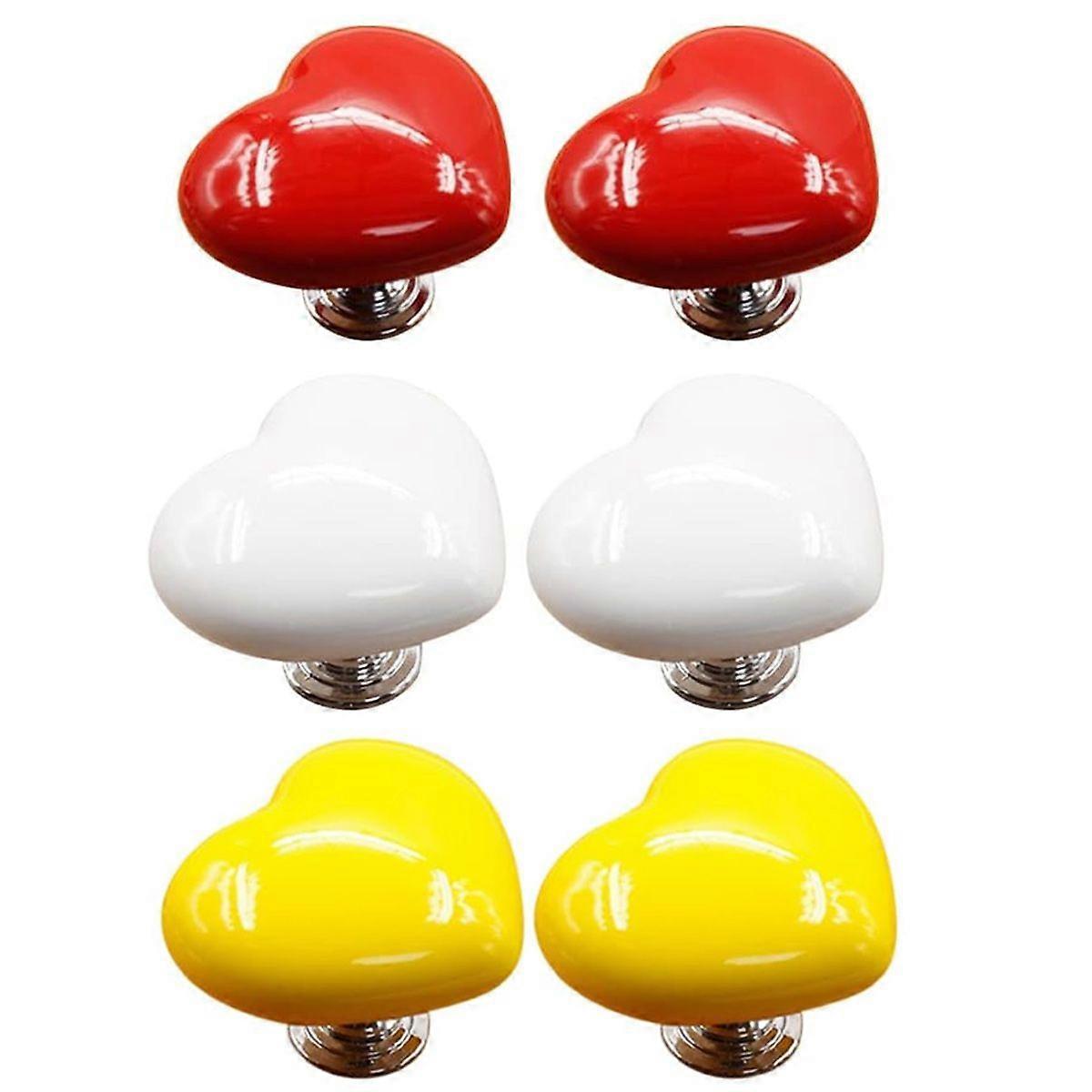 6 Pcs Heart Shape Ceramic Knobs for Cabinet and Dresser Pulls