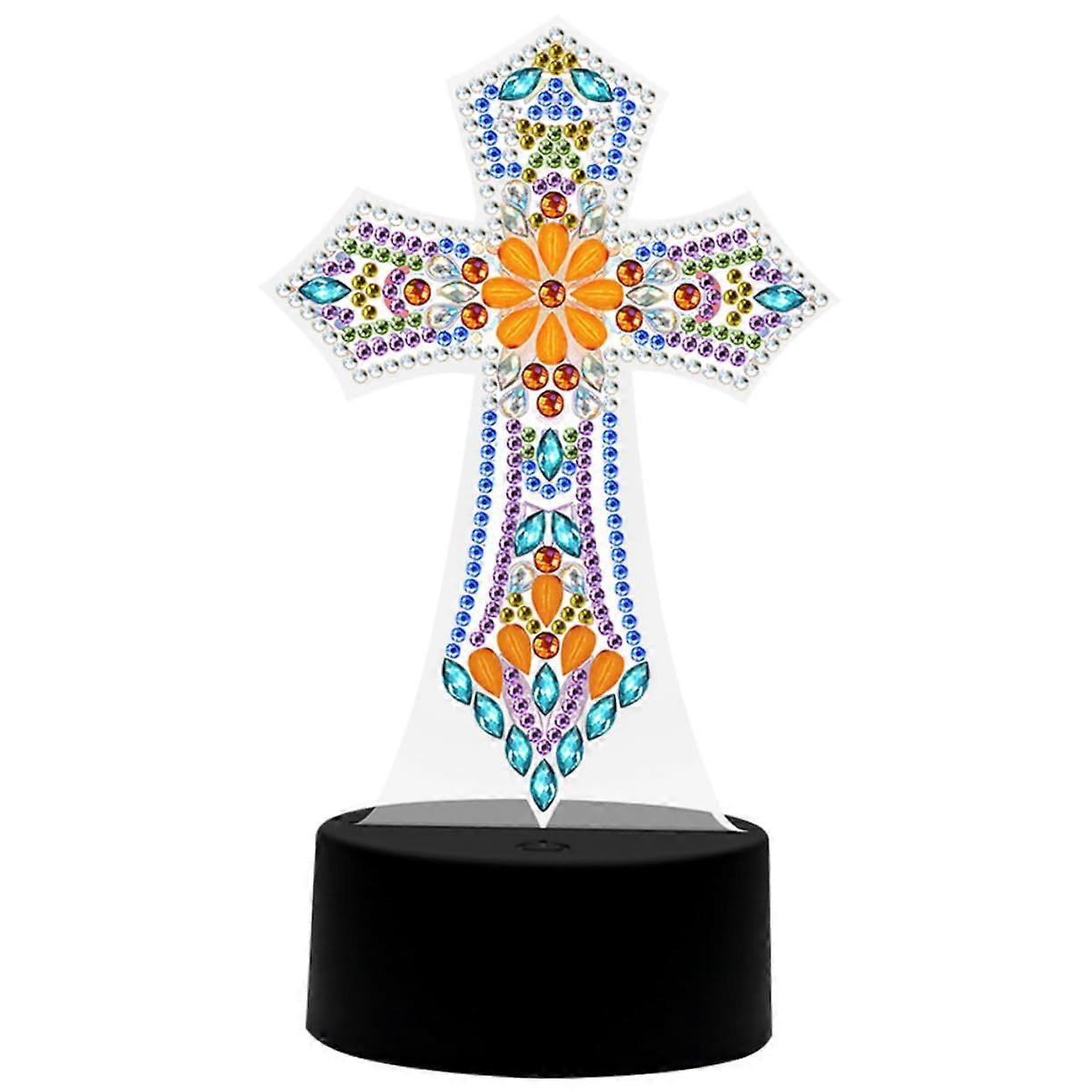Cross Lamp DIY Rhinestone Painting Table Lamp For Religious Decor Cross Craft Kit