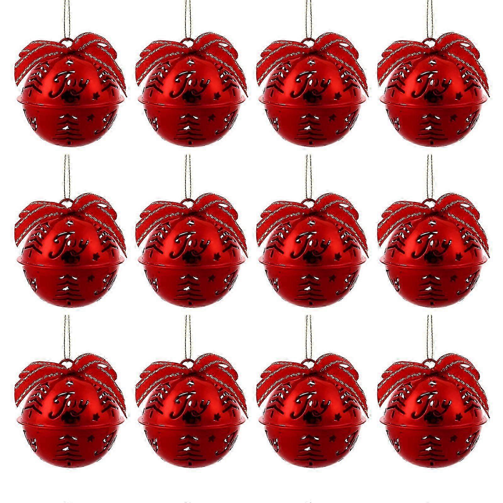 12pcs عيد الميلاد بيل المعلقات عيد الميلاد شجرة معلقة الديكور شنقا الزينة