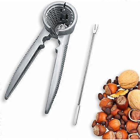 Nutcracker Kit 1 Nutcracker with Stainless Steel Handles for Pecans, Almonds, Hazelnuts and Pistachios with 1 Walnut Tool Needle