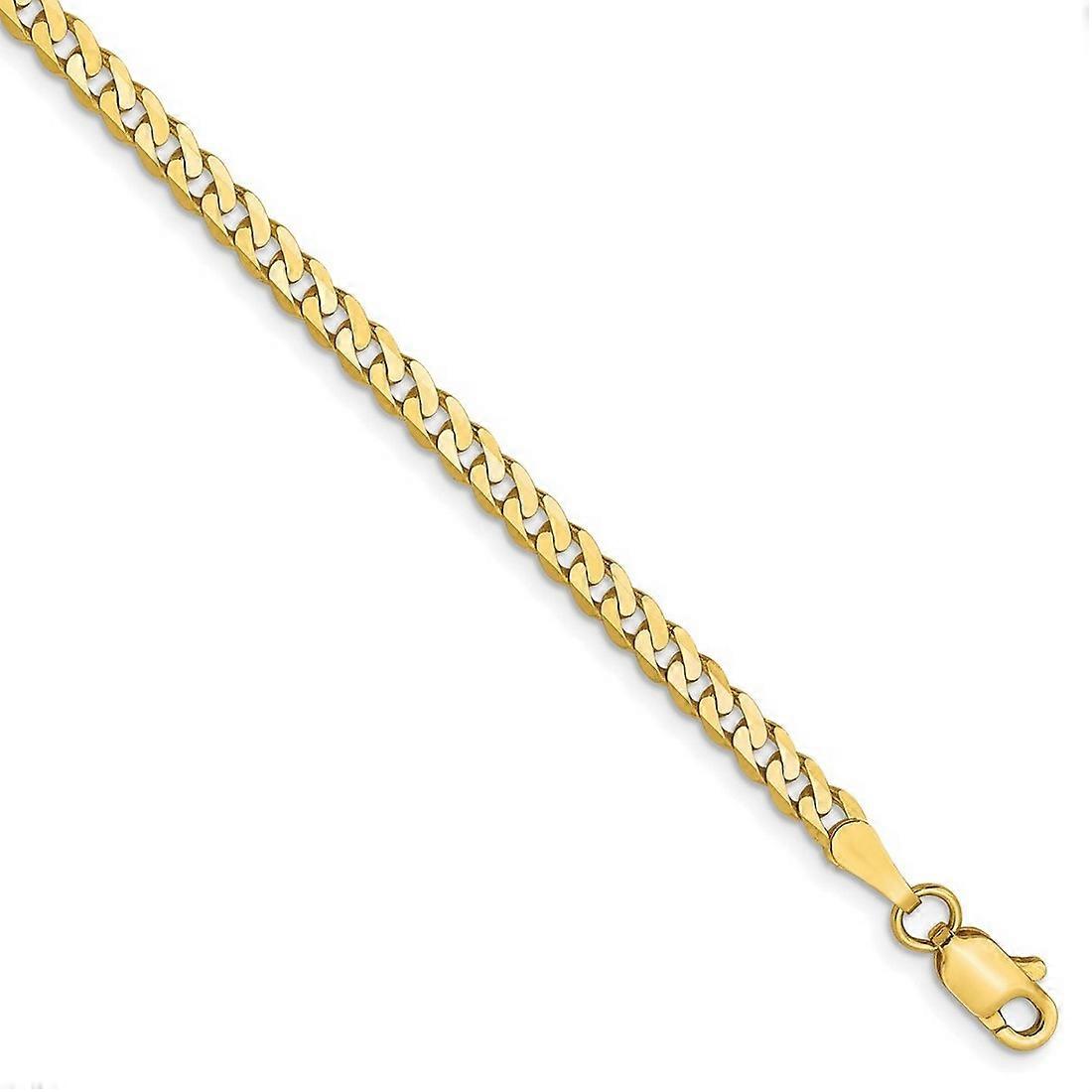 10Kソリッドイエローゴールドロブスタークロークロージャー2.4mmフラットベベル縁石チェーンブレスレットリンク-女性と男性のためのブレスレット - Leng