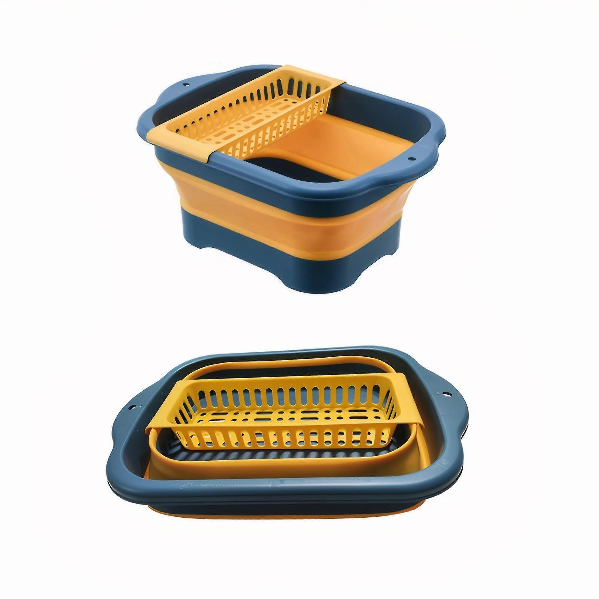 11L Collapsible Dish Basin With Drain Plug | Collapsible Wash Basin For Camping | Collapsible Sink Basin
