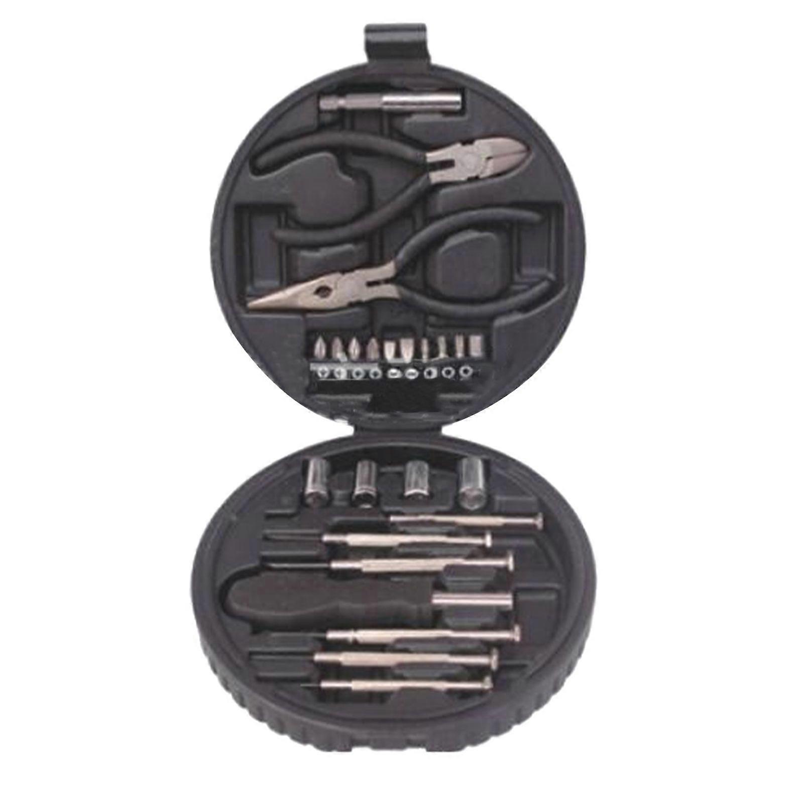 25Pcs Hardware Mini Tool Kit with Tire Shaped Storage Box Stable Watch Screwdriver Small Tool Set for Home
