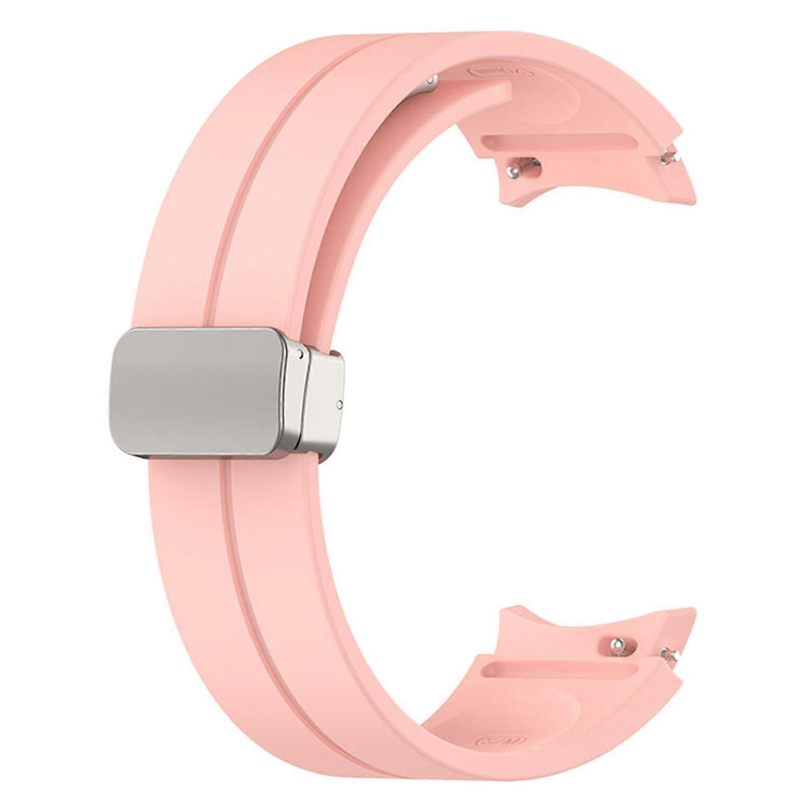 Watch Strap Silicone Watch Band for Samsung Galaxy Watch5 Pro Folding Buckle Watch Replacement Accessories (Light Pink)