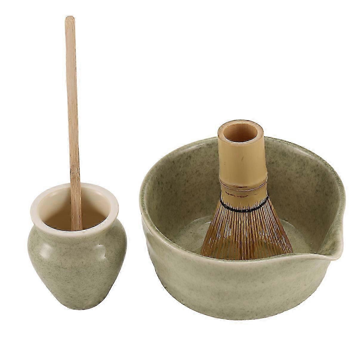 Japanese Matcha Tea Set Featuring a Bowl and Set of Utensils