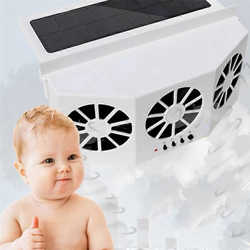 Car Fan Wireless Solar Charging Fan Portable Compact Radiator,White