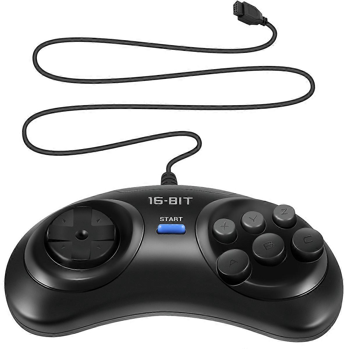 2 Pcs Game Controller for for 16 Bit Handle Controller 6 Button Gamepad for Game Accessories Black