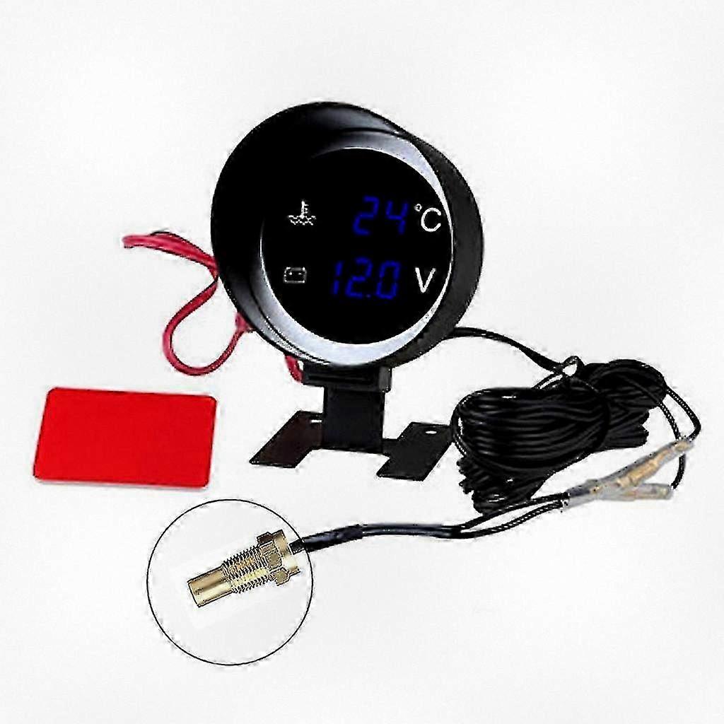 Water Temperature Gauge Meter with Voltmeter Function for Vehicles & 8/10/12/14/16/17/21mm Sensor Compatibility