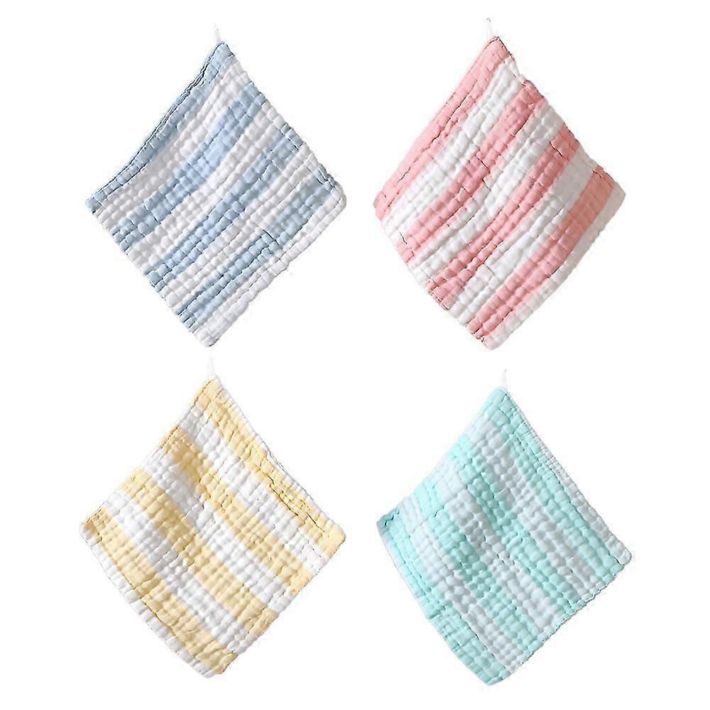High-Density 6-Layer 30x30cm Color Strip Square Drool Towel