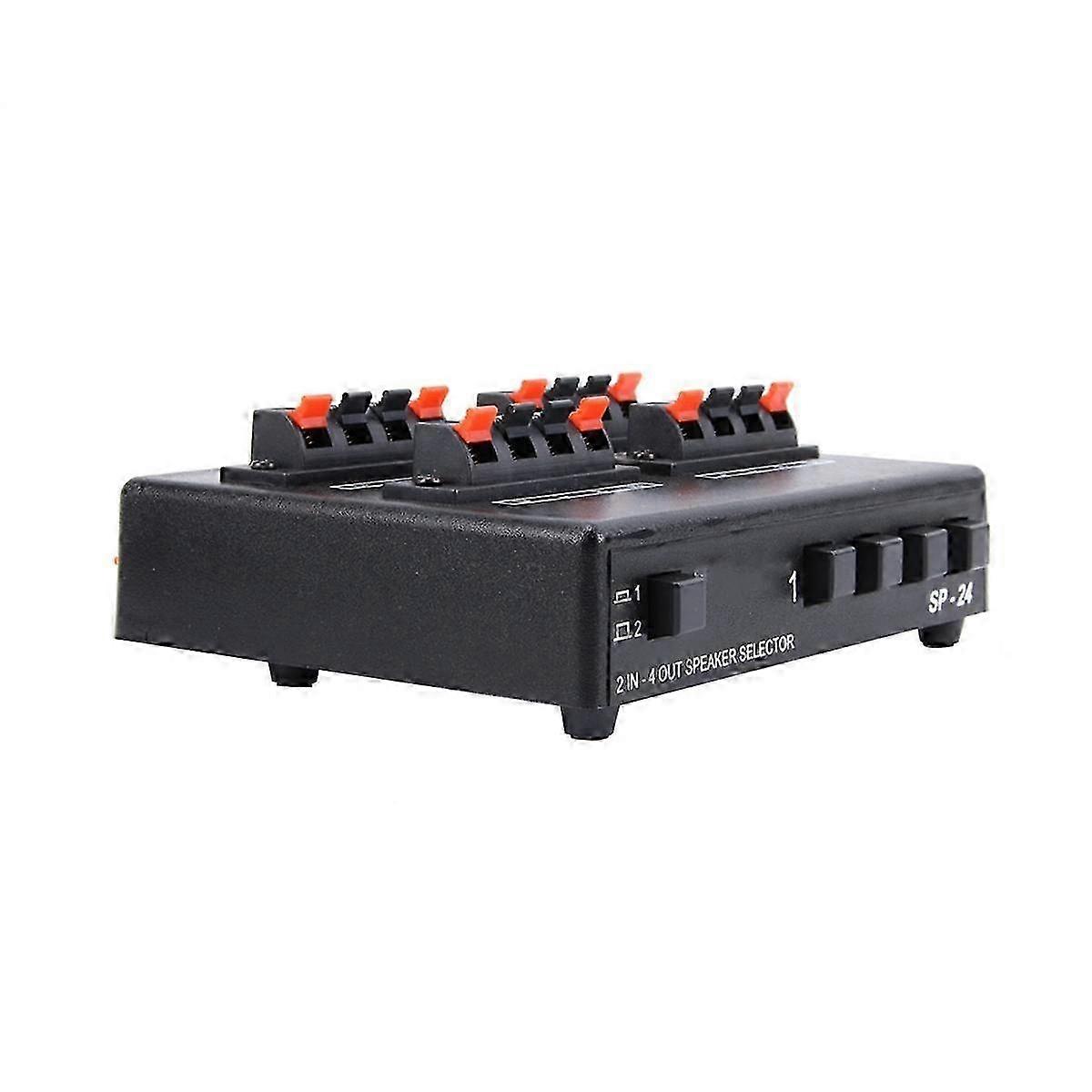 SP-24 Mini 2-IN-4-OUT Stereo o Selector Amplifier Switcher Box Speaker Splitter