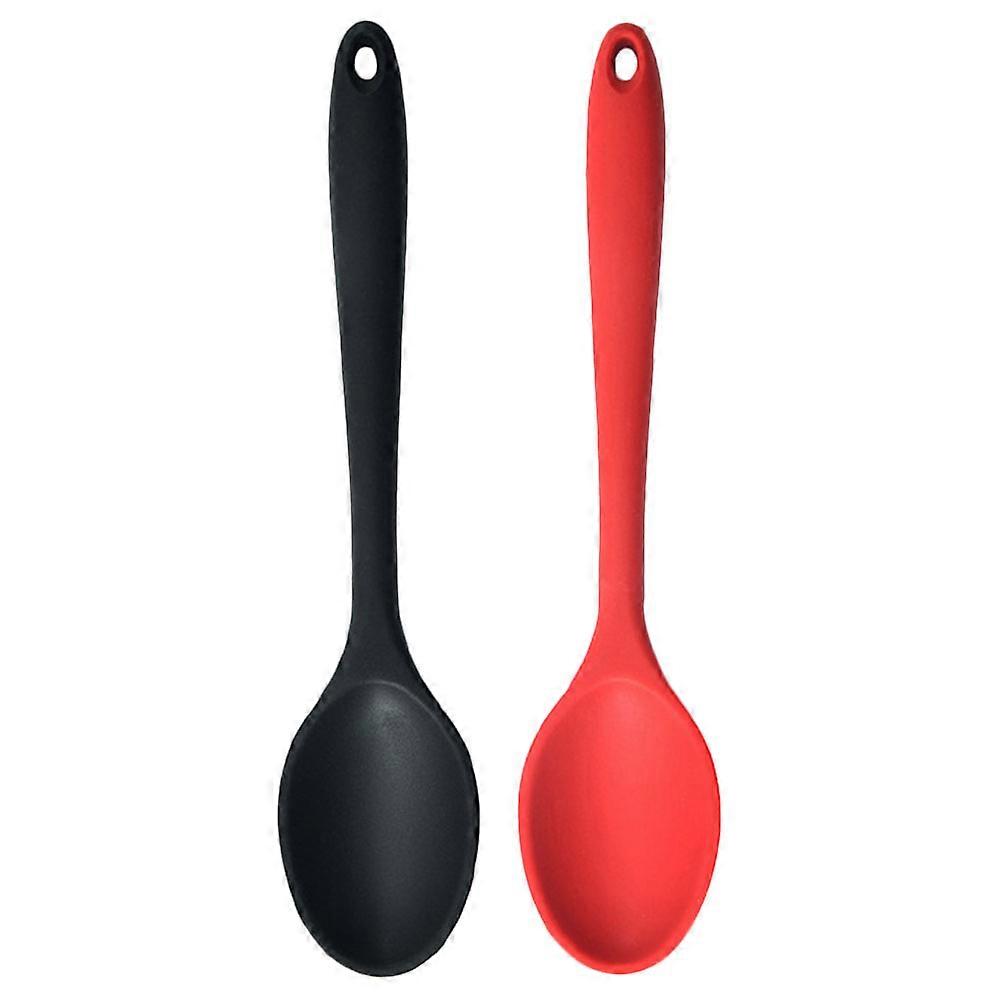 Silicone Cooking Spoons Set of Resistant, Non Stick Kitchen Utensils with Ergonomic Handles for Stirring and Serving