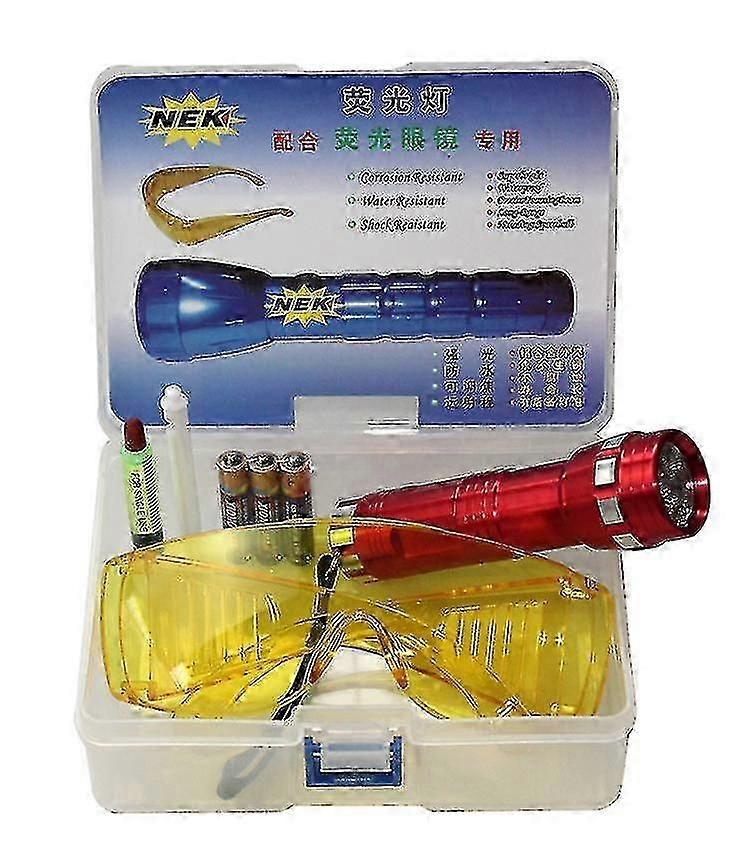 28 Led Fluorescent Refrigerant Leak Detection Uv Flashlight With Glasses For Car/home Conditioner Leakage Tracer