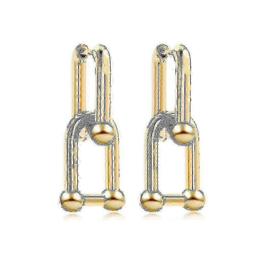 Kvinder U-Shape Pin Link Kæde Øreringe Guld Gaver