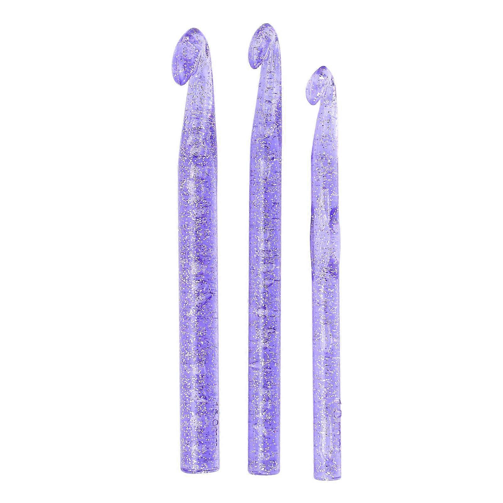 2025 Latest Model  3PCS Crochet Hooks Transparent Sequin Plastic Yarn Needles