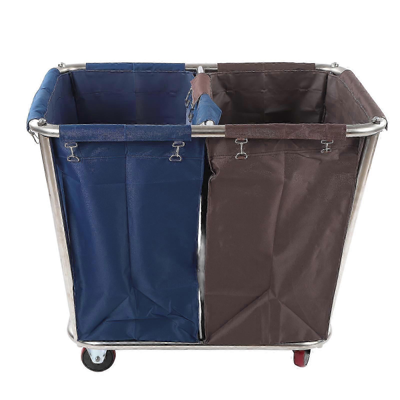 2 Bag Laundry Cart With 4 Wheels Large Capacity Dry Wet Sorter Laundry Basket For Home And Commercial Use