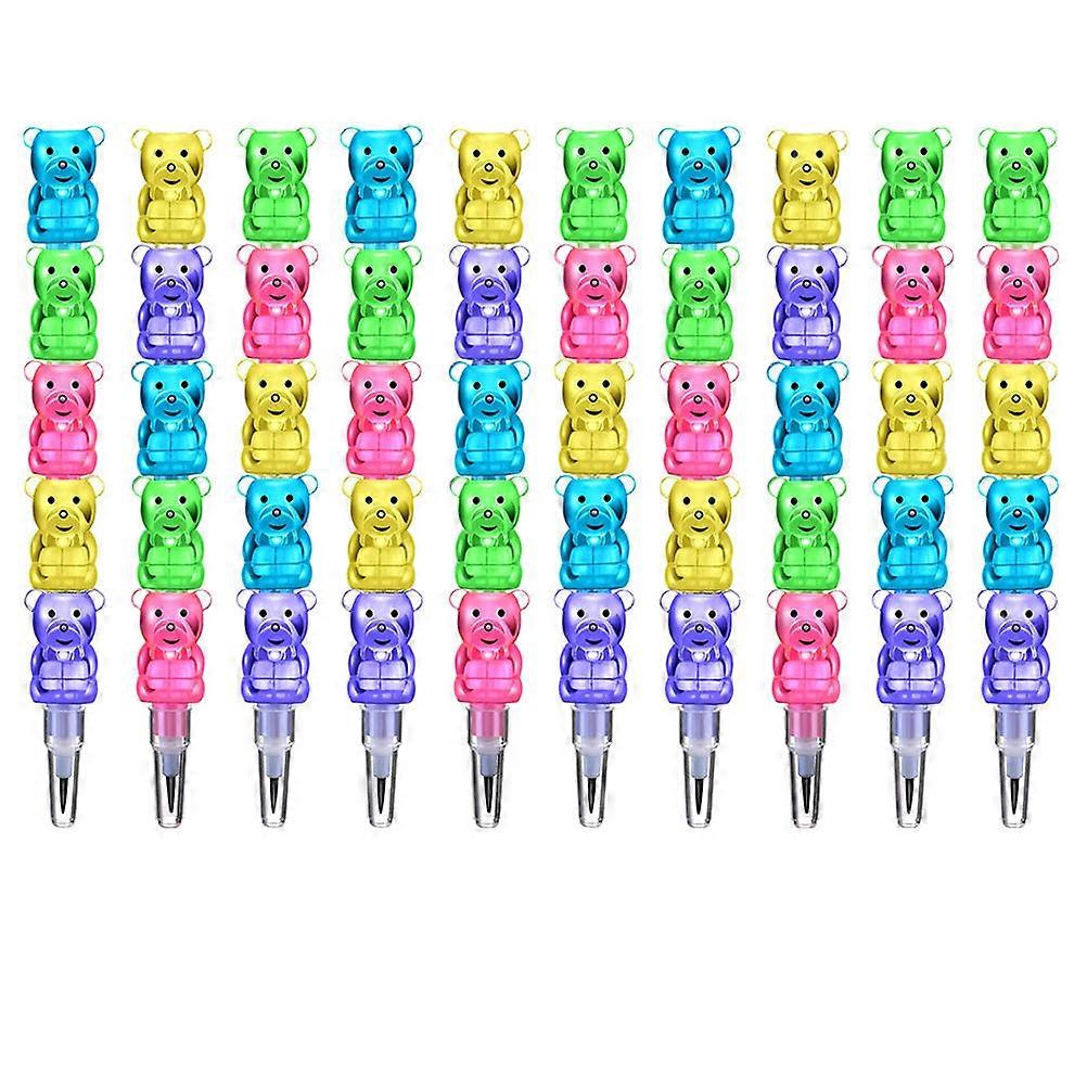 Stackable Bear Pencil Plastic Pencils for School 12Pcs Assorted Colors