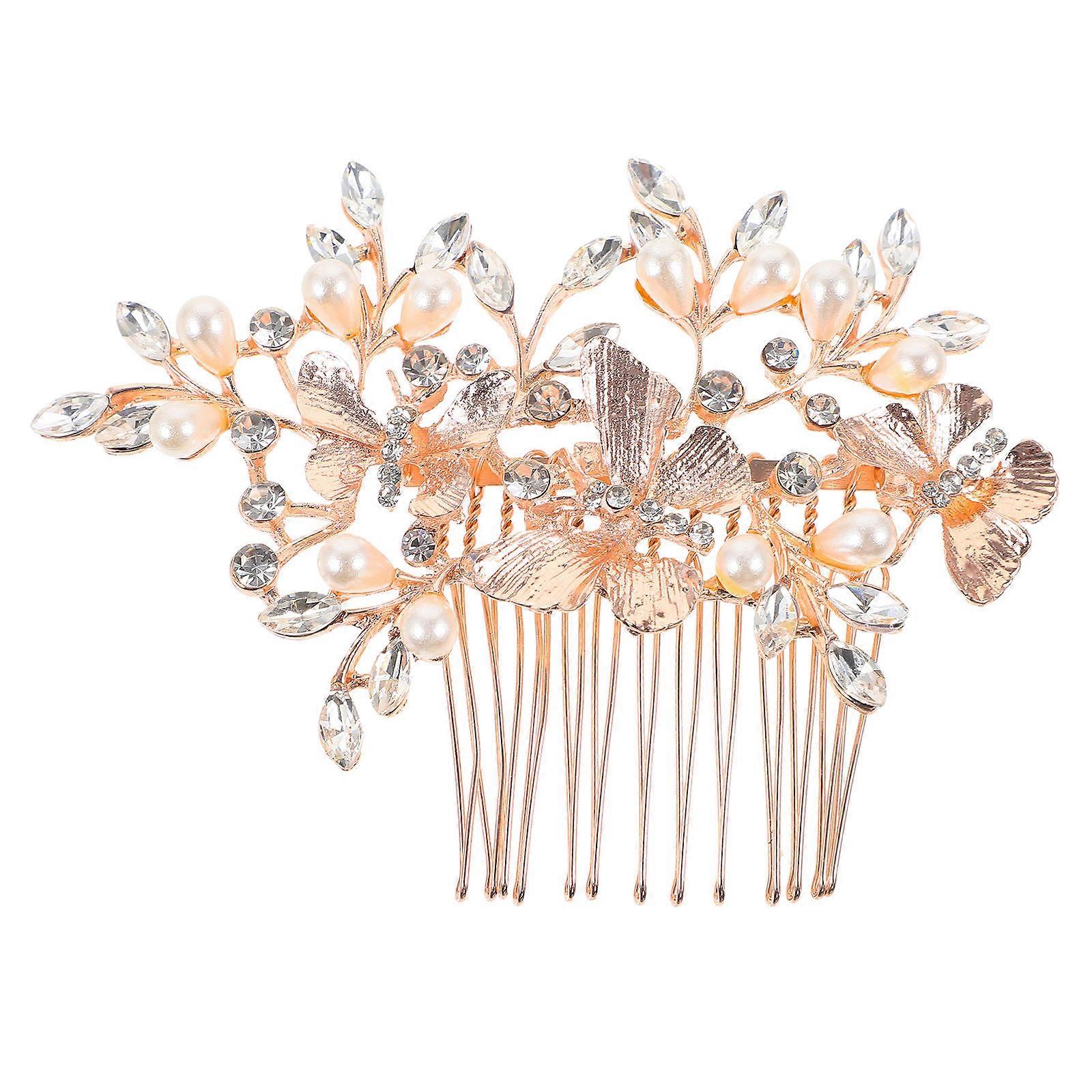 Flower Hair Combs Women Bridal Hair Comb Delicate Headpiece For Wedding Rose X 5.7 Cm Elegant Hairstyle 1Pcs