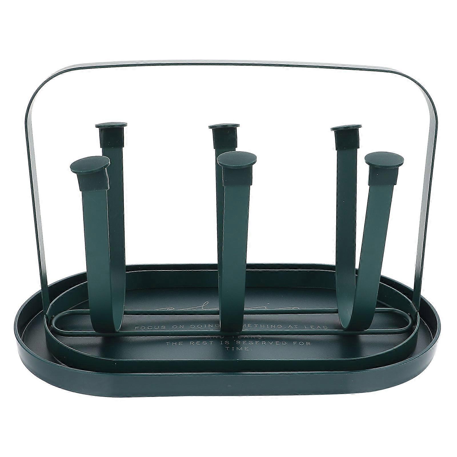 Breathable Iron Cup Drainer Stand with Tray – Stackable Mug Holder for Kitchen Storage and Tidy Drying Organisation