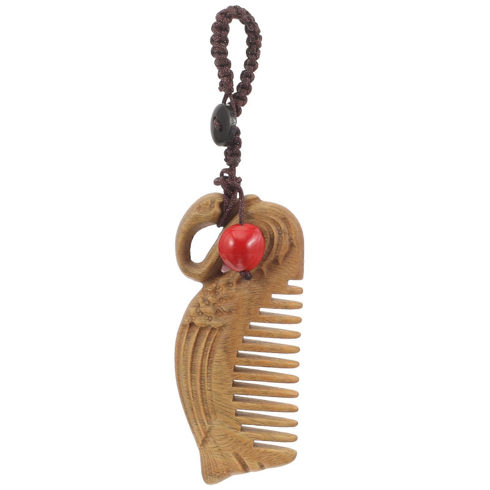 Compact Pendant Design Wooden Comb Styling Portable Light Brown 9x3x1cm For Women 1Pcs
