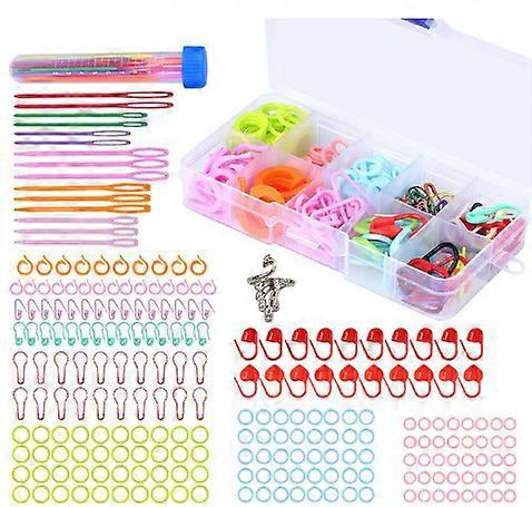 New Color Marker Button Sweater Needle Hand Knitting Tool Set 10 Grid Blue Button Storage Box