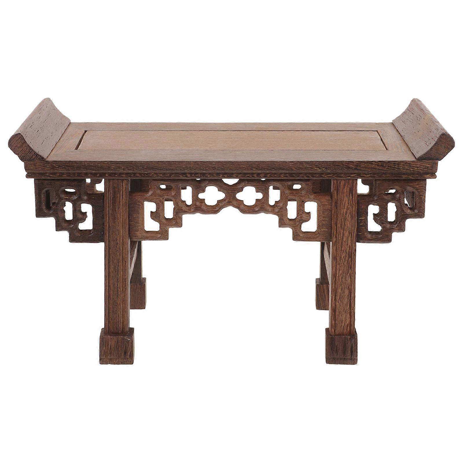 Wooden Display Stand for Vase Flowerpot or Small Decorations with Brown Color and Rectangular Shape