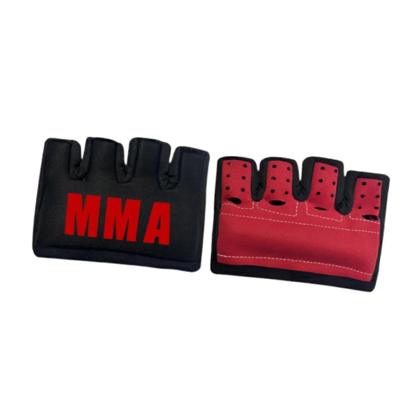 MMA 凝胶拳击手套半手套运动礼物尼龙锻炼格斗手套女士男士陪练泰拳散打跆拳道红色