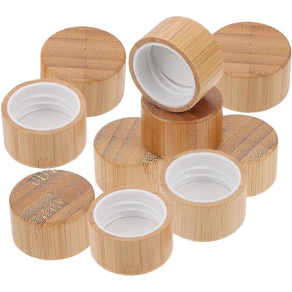 10pcs Bamboo Bottle Caps for Essential Oils & Perfume Sample Bottles – Reusable Replacement Lids with Inner Thread for Secure Sealing