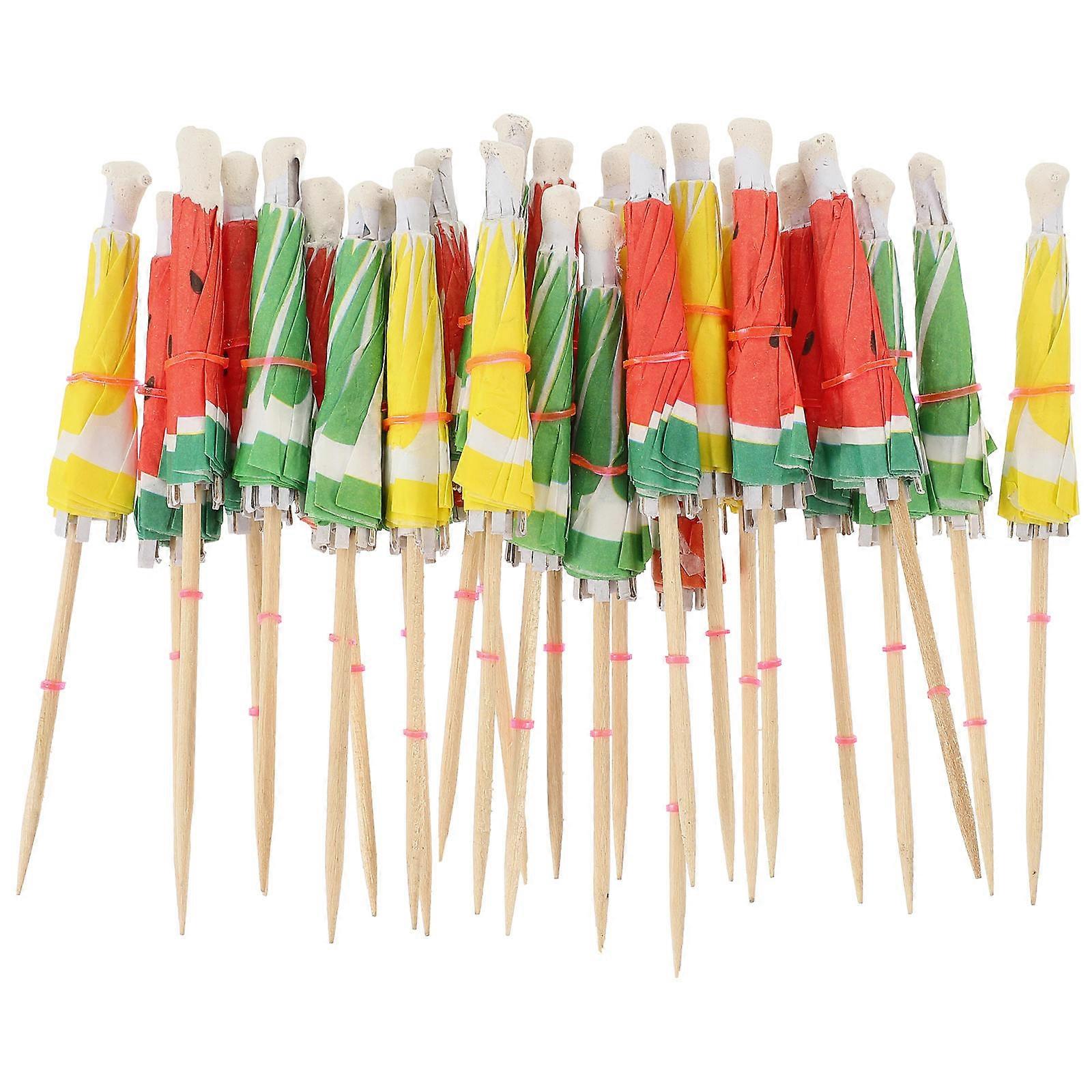 Hawaiian Umbrellas Toothpicks For Cocktail Party Assorted Color 3.3 Inches Diameter 50Pcs