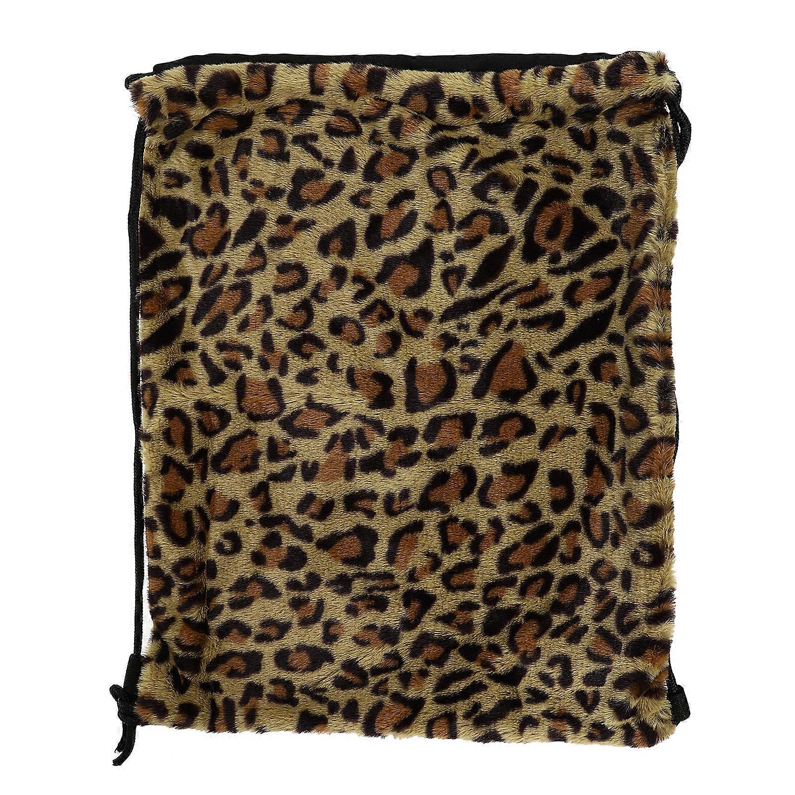 Leopard Print Drawstring Bag Retro Backpack Yellow Large Capacity Travel Safe 40x1x48cm 1Set
