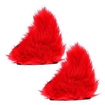 Detachable Cat Ears Helmet Accessory Red Color Plush Material 1Pair