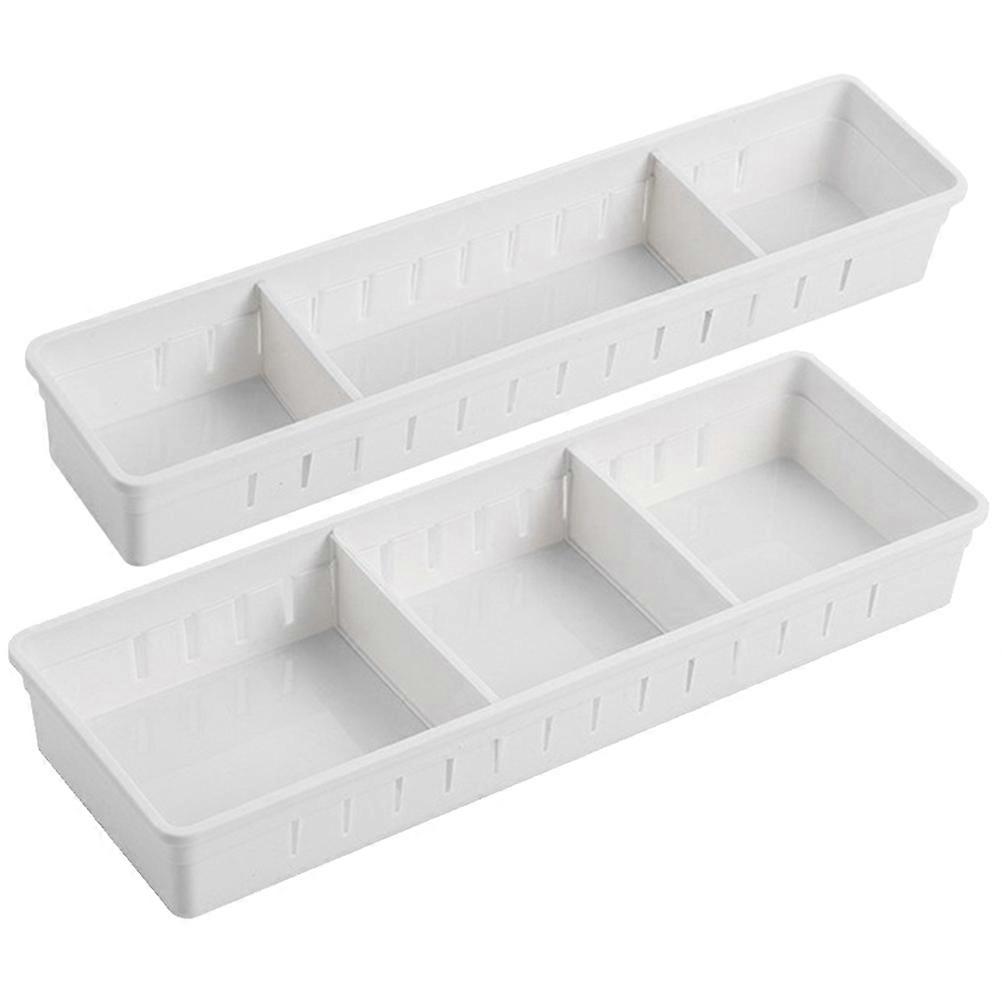 Small Parts Organizer Drawer Organizer Case Rectangular Kitchen Storage White 34.8X12X5CM Space Saving 2Pcs
