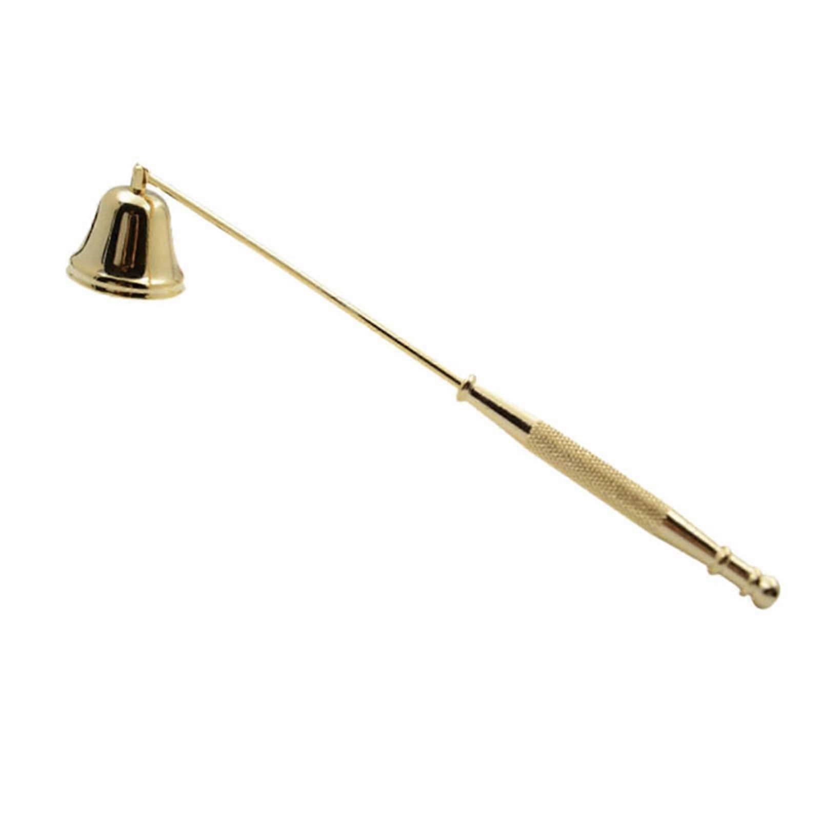 Candle Extinguisher with Long Handle, Elegant Gold Bell-Shaped Snuffer, Durable Iron Galvanisation Wick for Safe Flame Extinguishing