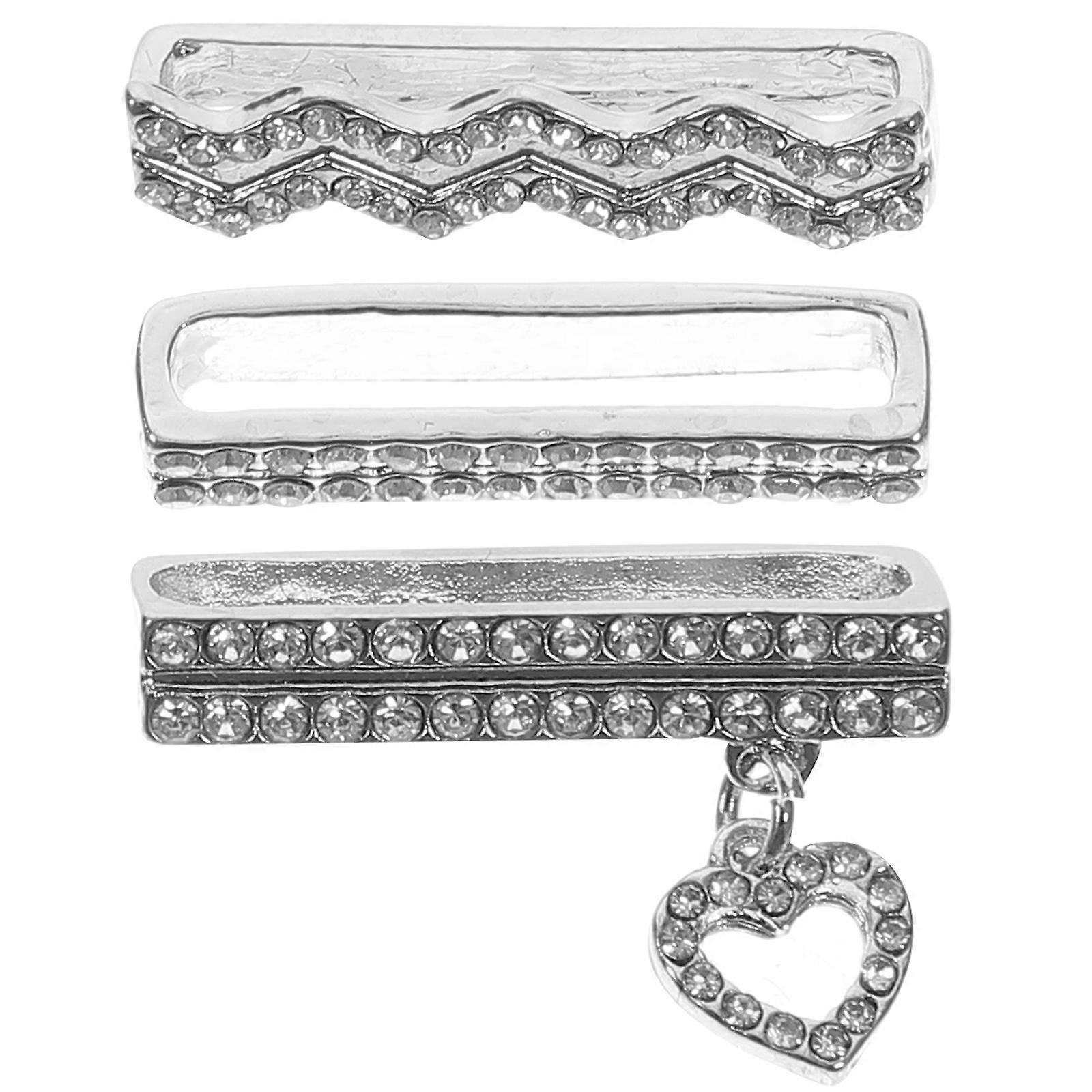 Watch Band Charms Watch Strap Ornament Heart Shape Silver Silicone Wear Resistance 3Pcs